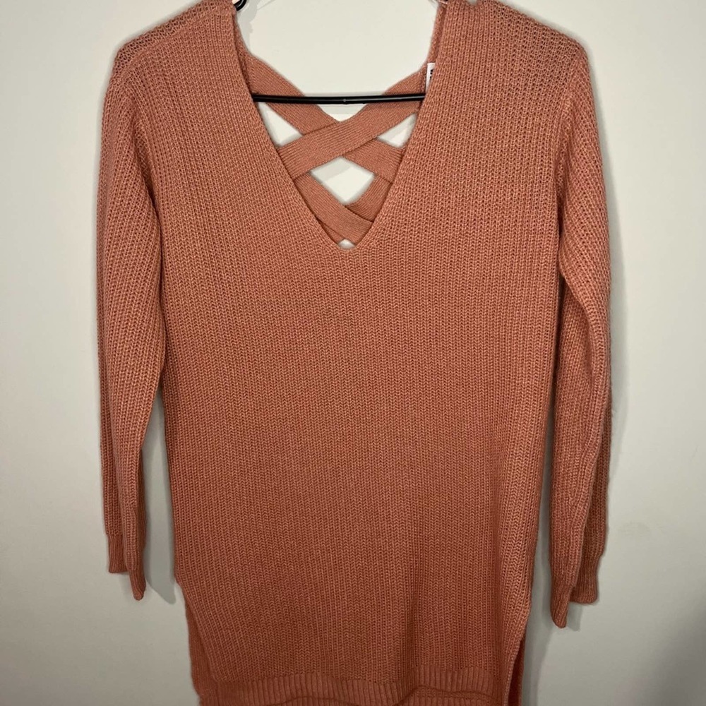 Pink Fashion Nova Sweater, Crisscross Back, Size Large